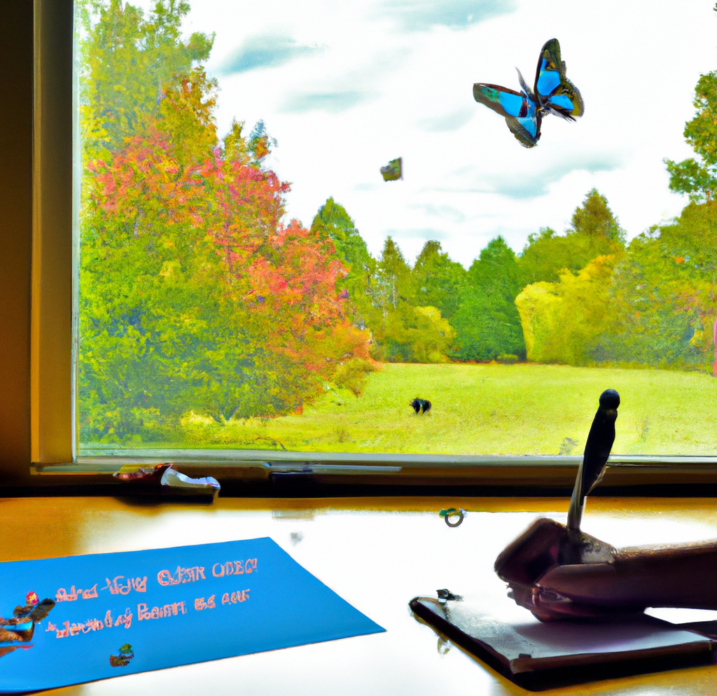 A person is sitting at a desk, writing in a thank-you card. The scene is illuminated by a bright light, representing the importance of gratitude.